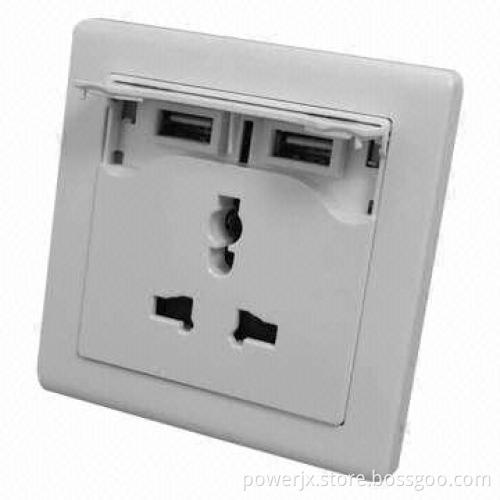 UK Plug Electric Decorative Switches and Socket with Dual-USB Port, Sized 86 x 86mm
